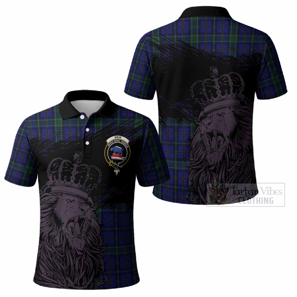 Weir Tartan Crest Polo Shirt Crowned Lion Heritage Style