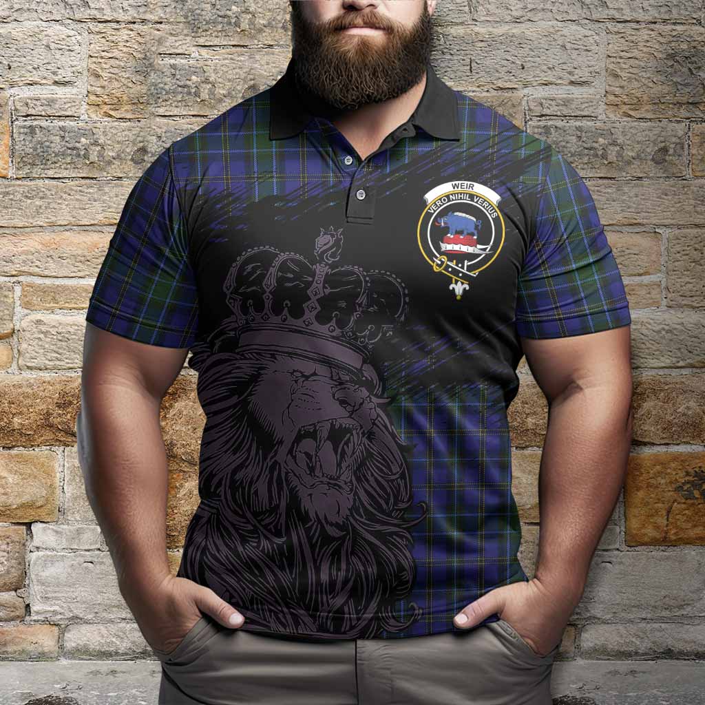 Weir Tartan Crest Polo Shirt Crowned Lion Heritage Style