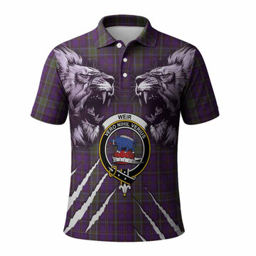 Weir Tartan Crest Polo Shirt Ferocious Lion Style