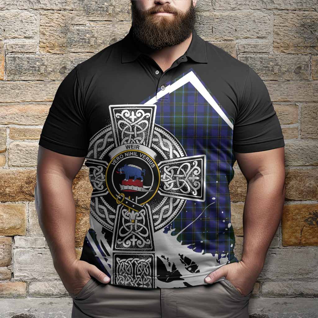 Weir Tartan Crest Polo Shirt Scottish Celtic Cross Heritage - Tartan Vibes Clothing
