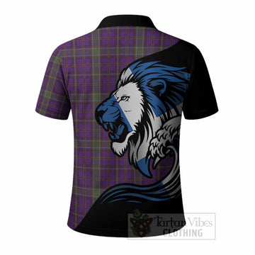Weir Tartan Crest Polo Shirt Scottish Golden Lions Wave Flow