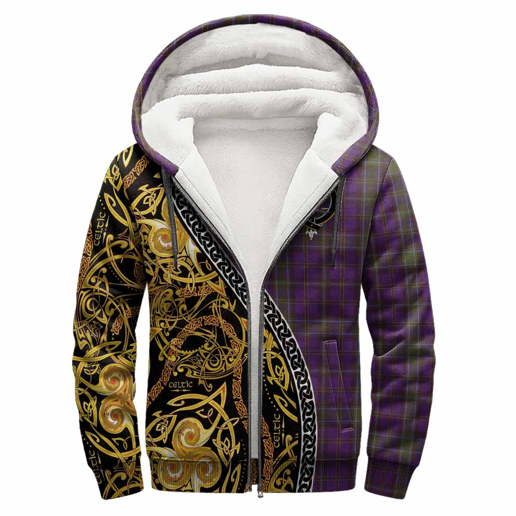 Weir Tartan Crest Sherpa Hoodie Celtic Knot and Triple Trickle Spiral Symbols