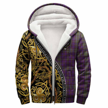 Weir Tartan Crest Sherpa Hoodie Celtic Knot and Triple Trickle Spiral Symbols