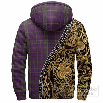 Weir Tartan Crest Sherpa Hoodie Celtic Knot and Triple Trickle Spiral Symbols