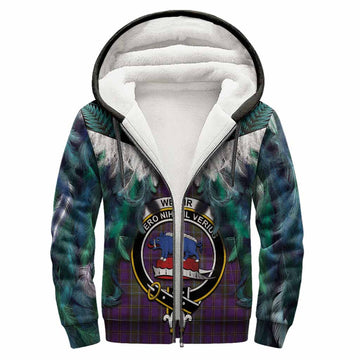 Weir Tartan Crest Sherpa Hoodie New Zealand Maori Korowai Cloak