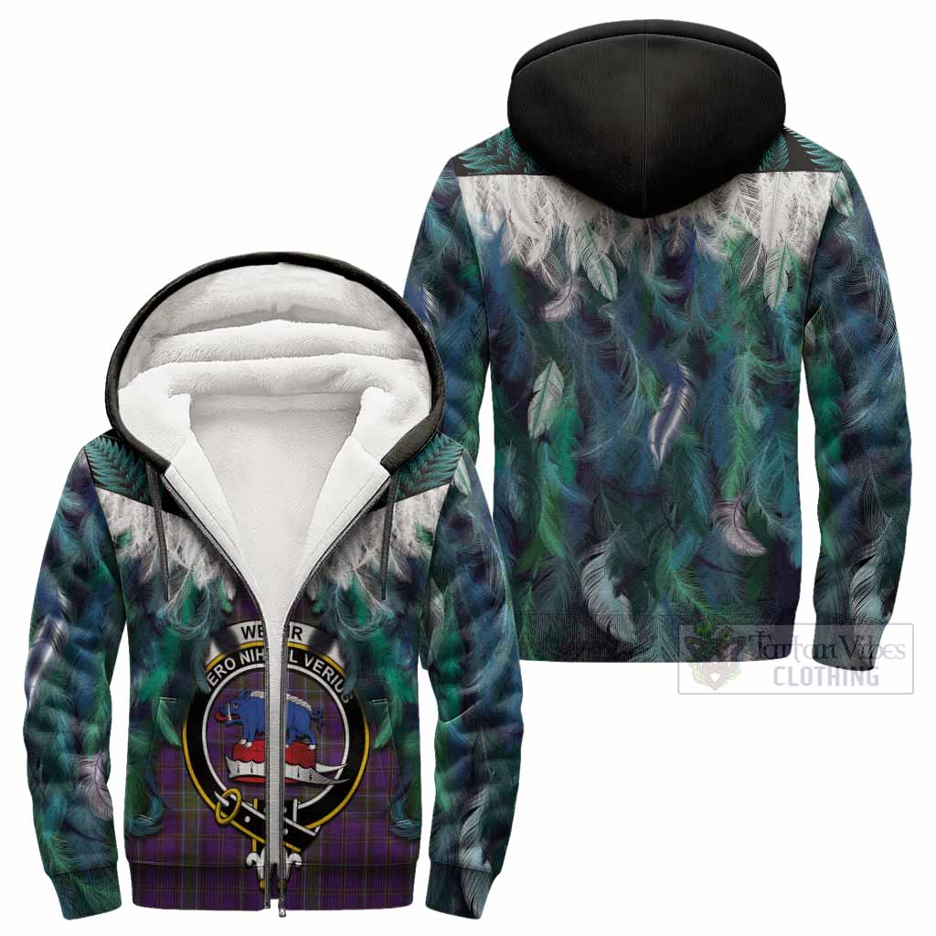 Weir Tartan Crest Sherpa Hoodie New Zealand Maori Korowai Cloak