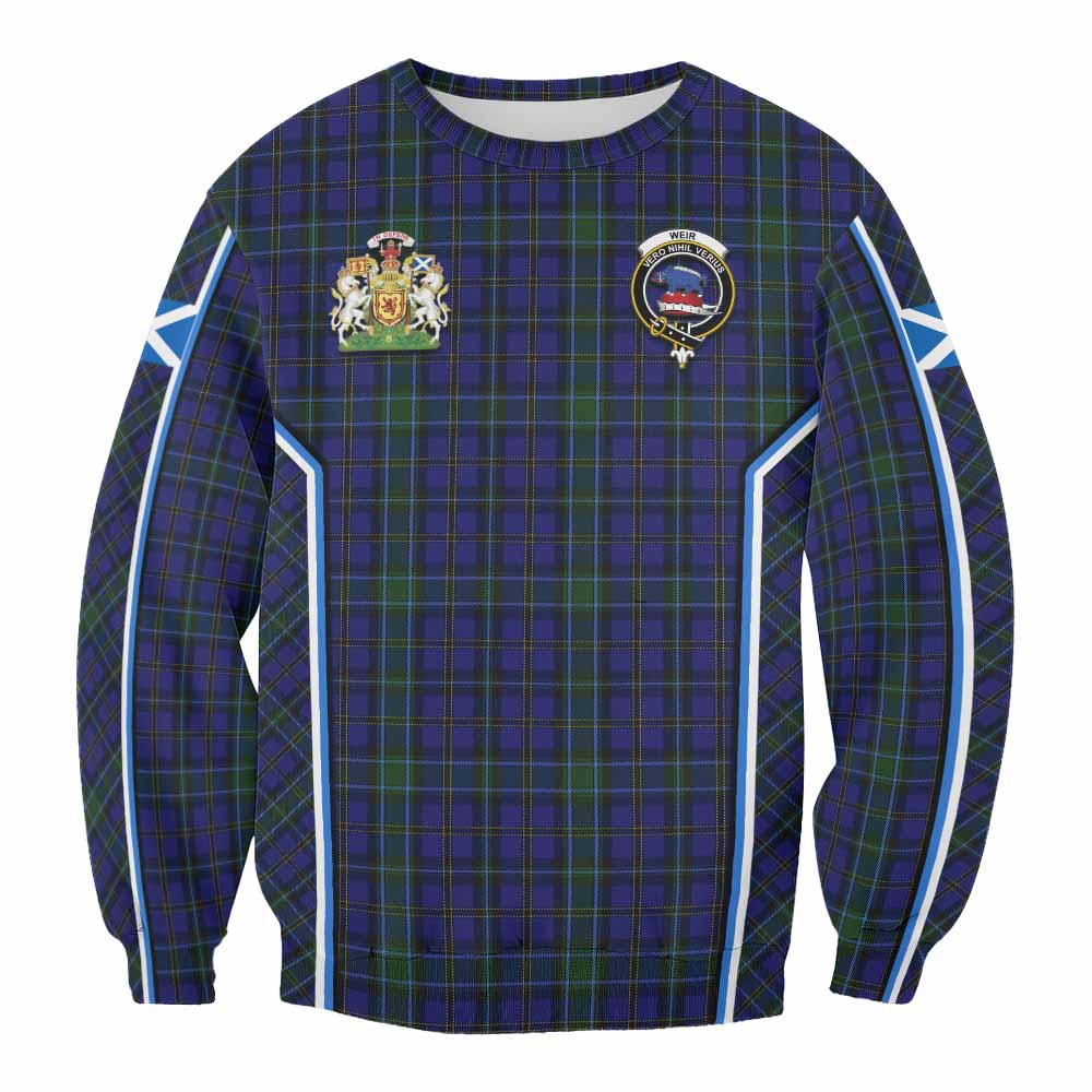 Weir Tartan Crest Sweatshirt Scotland Coat of Arm Flag Style - Tartan Vibes Clothing