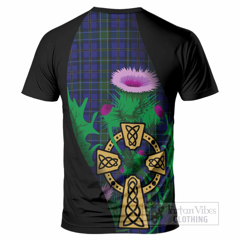 Weir Tartan Crest T-Shirt Celtic Cross Thistle Flowers