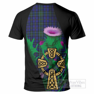 Weir Tartan Crest T-Shirt Celtic Cross Thistle Flowers