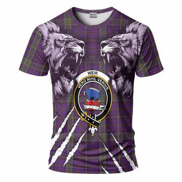 Weir Tartan Crest T-Shirt Ferocious Lion Style