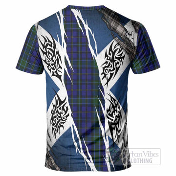 Weir Tartan Crest T-Shirt Scotland Flag Ripped Tribal Design