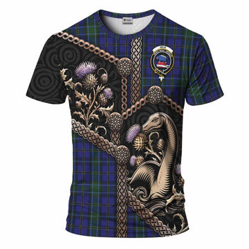 Weir Tartan Crest T-Shirt Scottish Thistle Loch Ness Monster