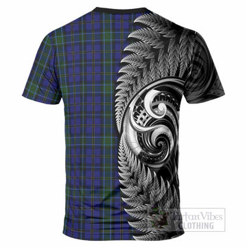 Weir Tartan Crest T-Shirt With New Zealand Silver Fern Maori Koru