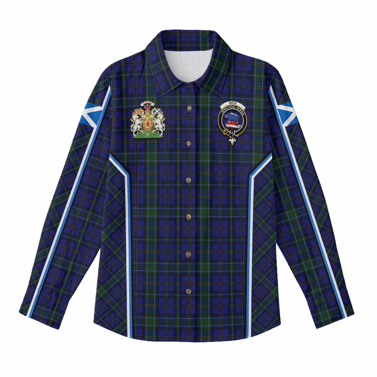 Weir Tartan Crest Women Casual Shirt Scotland Coat of Arm Flag Style - Tartan Vibes Clothing