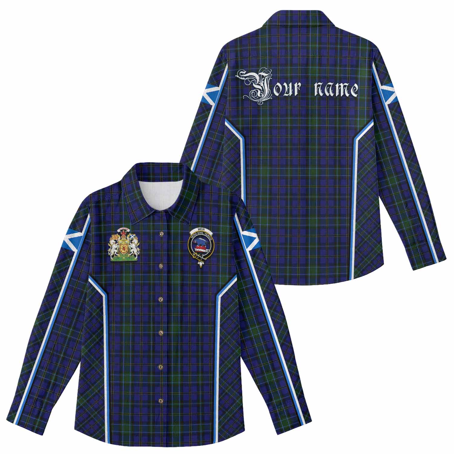 Weir Tartan Crest Women Casual Shirt Scotland Coat of Arm Flag Style - Tartan Vibes Clothing