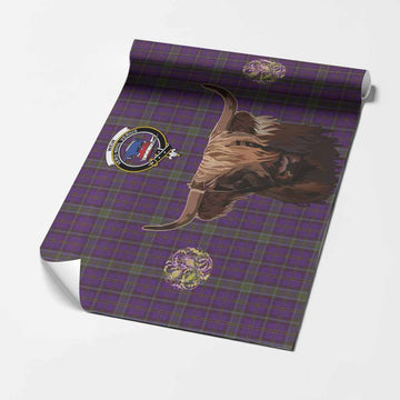 Weir Tartan Crest Wrapping Paper Scotland Heilan Coo Tartan Seamless Style