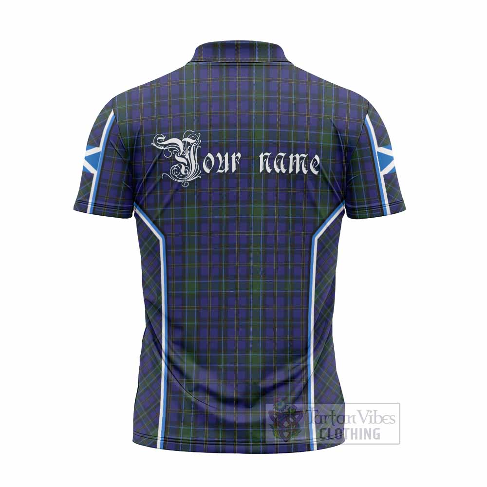 Weir Tartan Crest Zipper Polo Shirt Scotland Coat of Arm Flag Style - Tartan Vibes Clothing