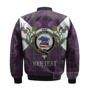 Weir Tartan Family Crest Bomber Jacket Scottish Burns Night Thistle Floral