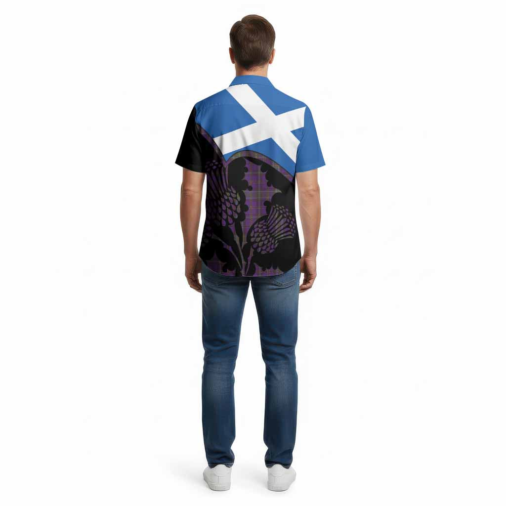 Weir Tartan Family Crest Cotton Hawaiian Shirt Scotland Thistle Floral Flag Style