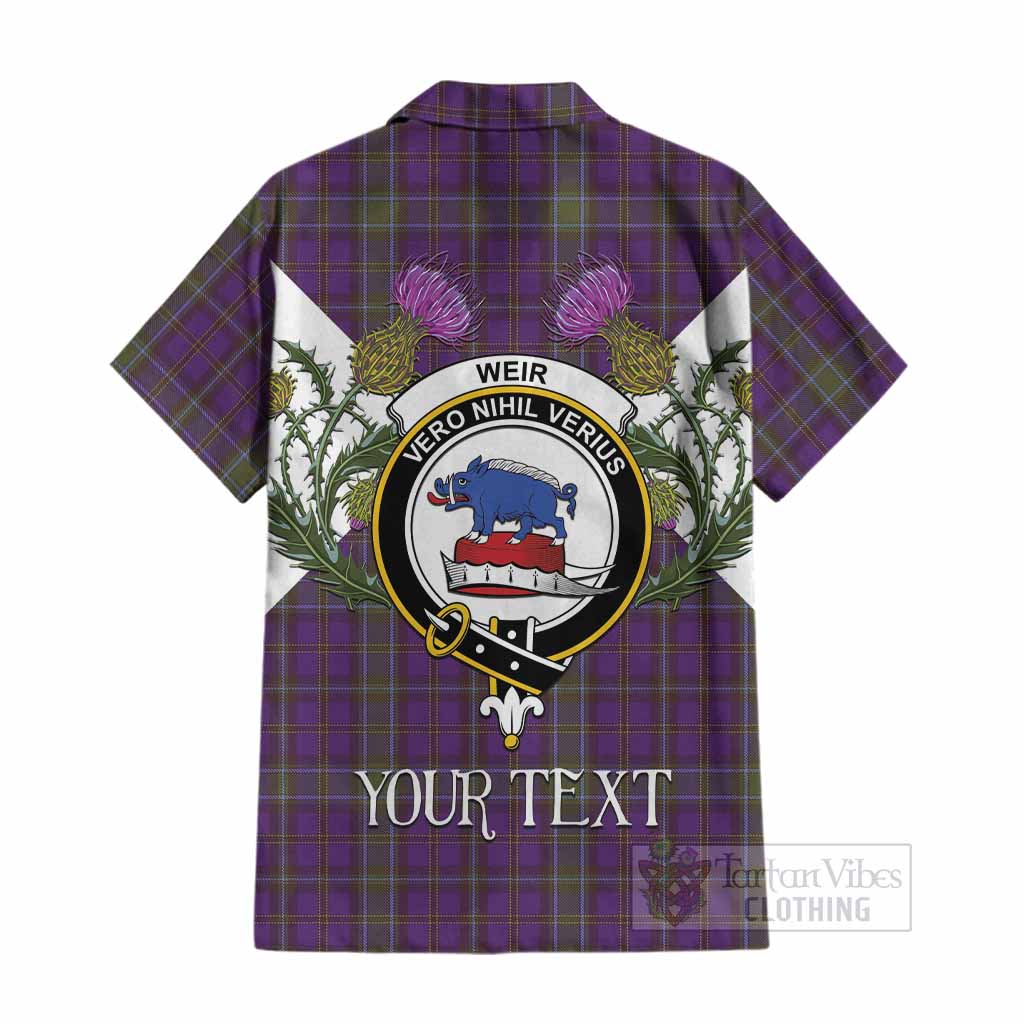 Weir Tartan Family Crest Cotton Hawaiian Shirt Scottish Burns Night Thistle Floral
