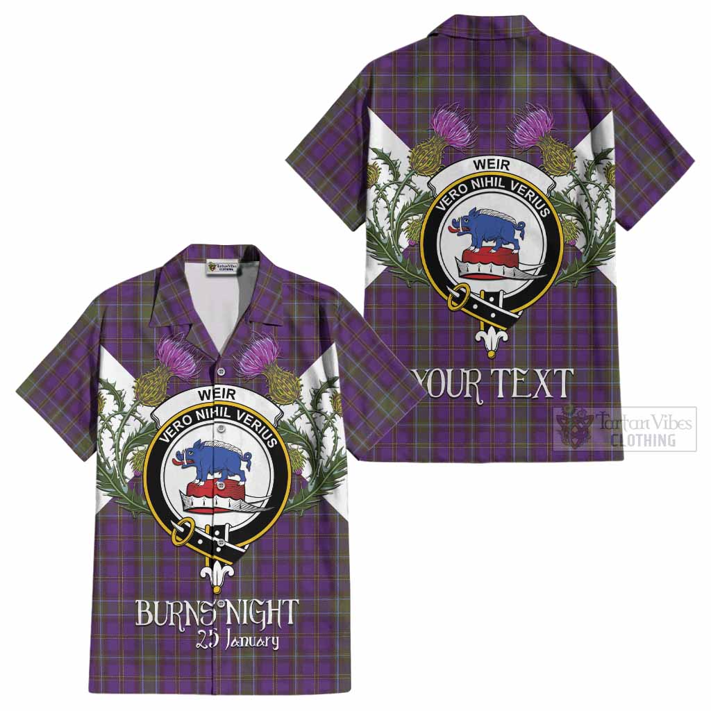 Weir Tartan Family Crest Cotton Hawaiian Shirt Scottish Burns Night Thistle Floral