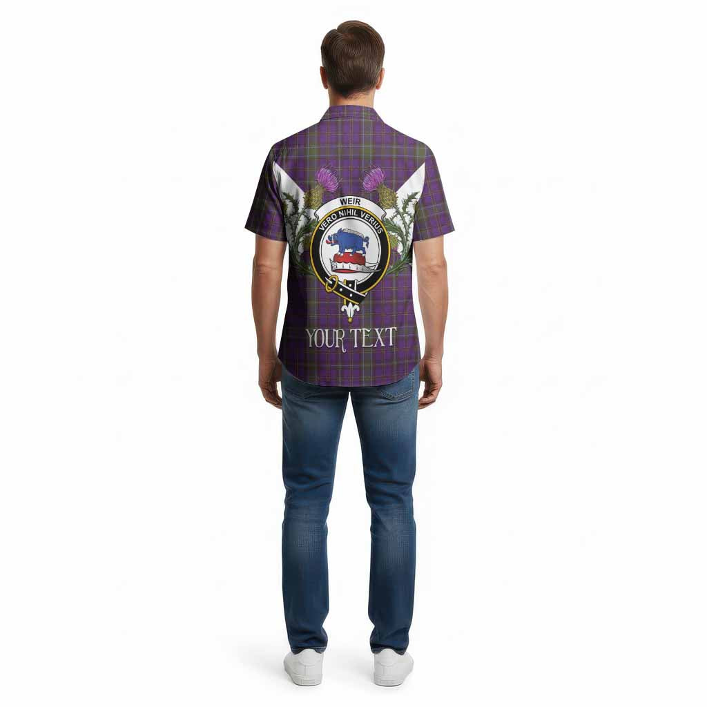 Weir Tartan Family Crest Cotton Hawaiian Shirt Scottish Burns Night Thistle Floral