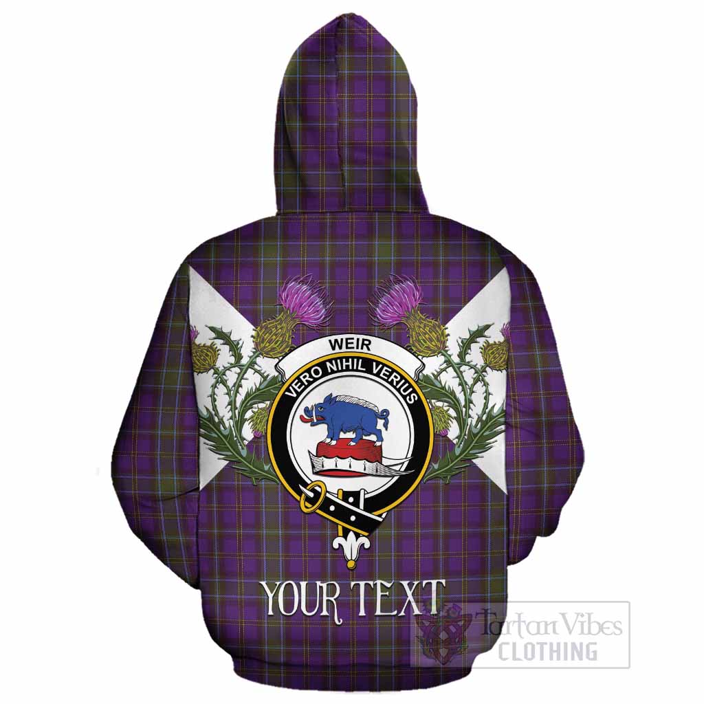 Weir Tartan Family Crest Cotton Hoodie Scottish Burns Night Thistle Floral