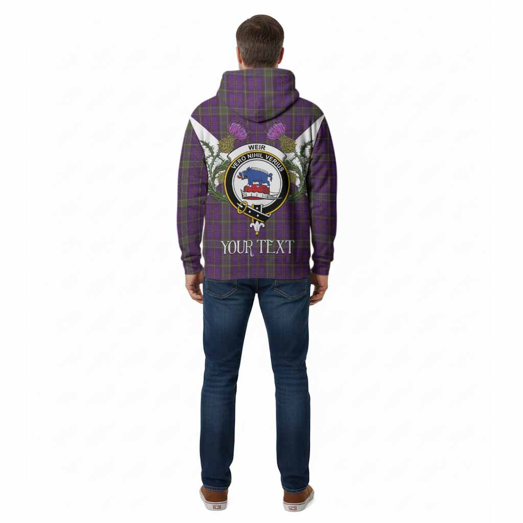 Weir Tartan Family Crest Cotton Hoodie Scottish Burns Night Thistle Floral