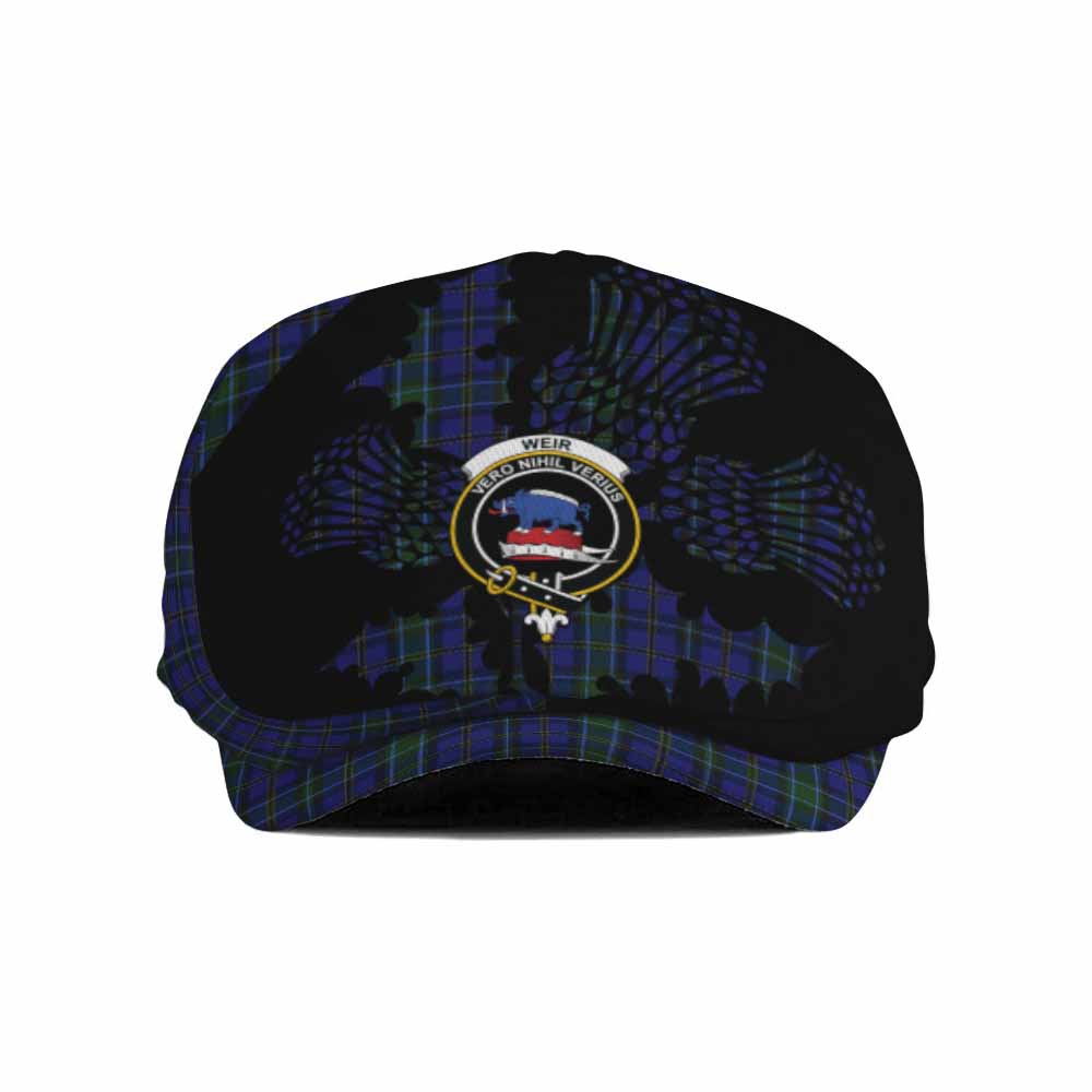 Weir Tartan Family Crest Flat Cap, Jeff Cap Scotland Thistle Floral