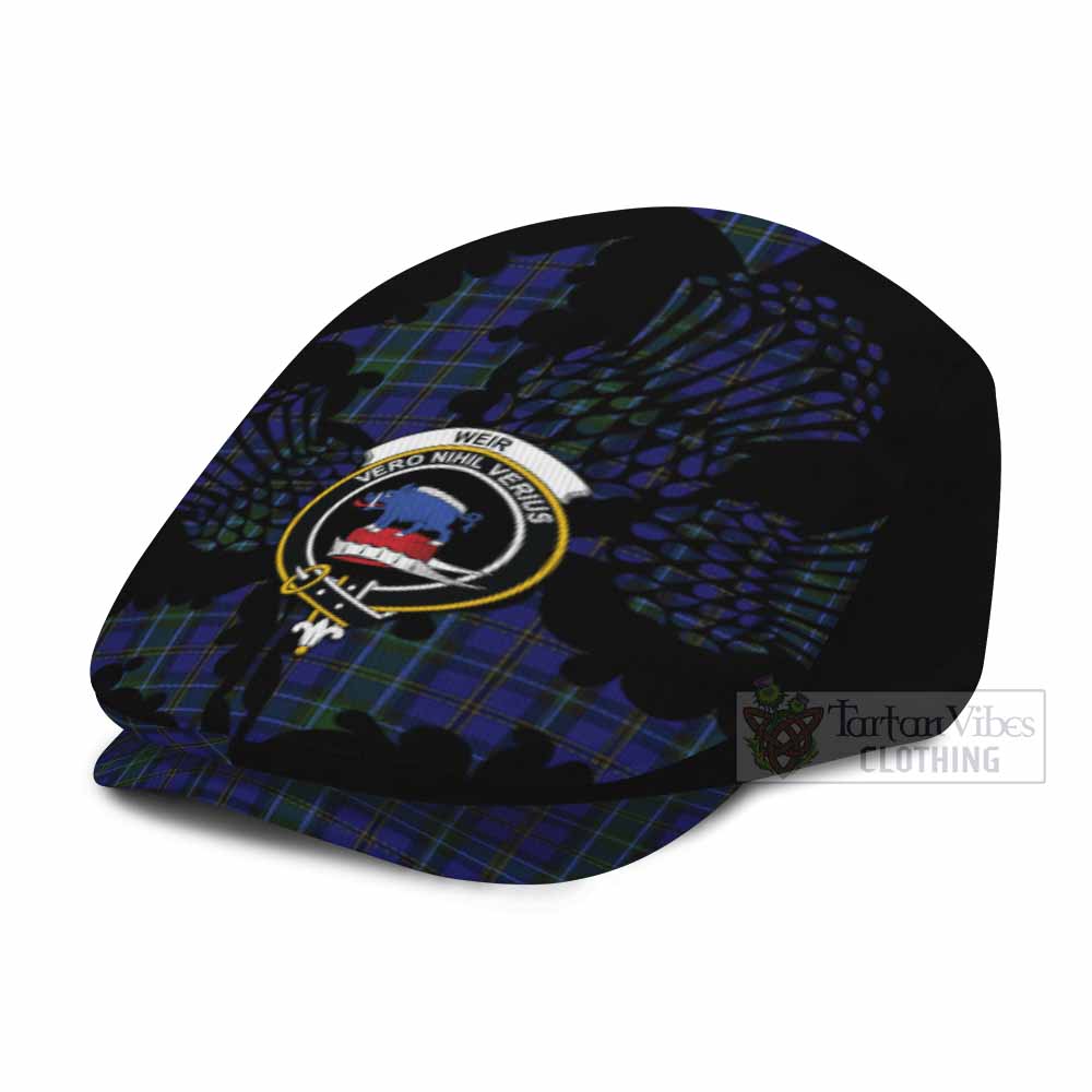 Weir Tartan Family Crest Flat Cap, Jeff Cap Scotland Thistle Floral