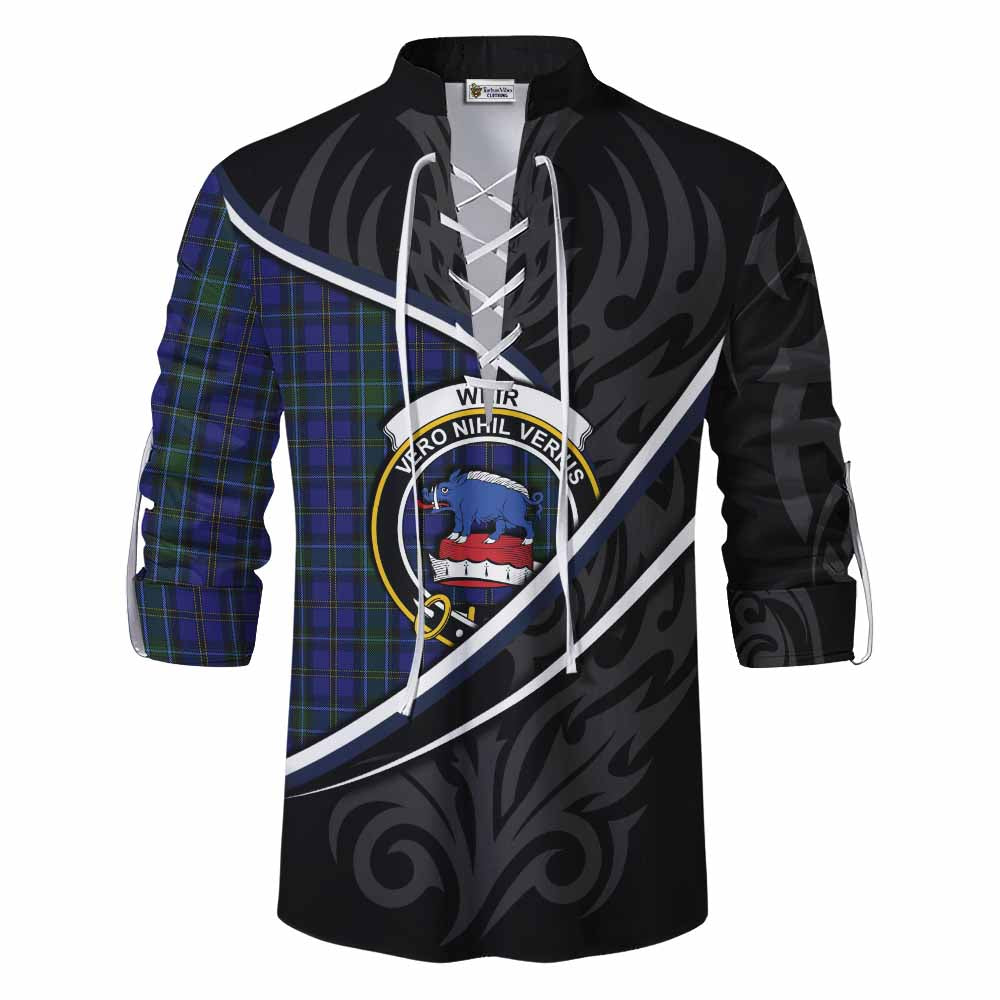 Weir Tartan Family Crest Ghillie Kilt Shirt Celtic Scottish Thistle Floral - Tartan Vibes Clothing