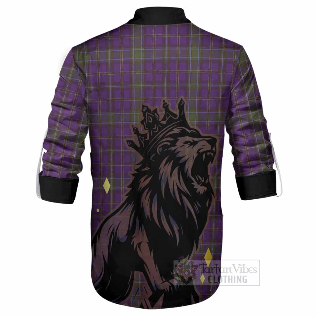 Weir Tartan Family Crest Ghillie Shirt Crowned Lion Roaring