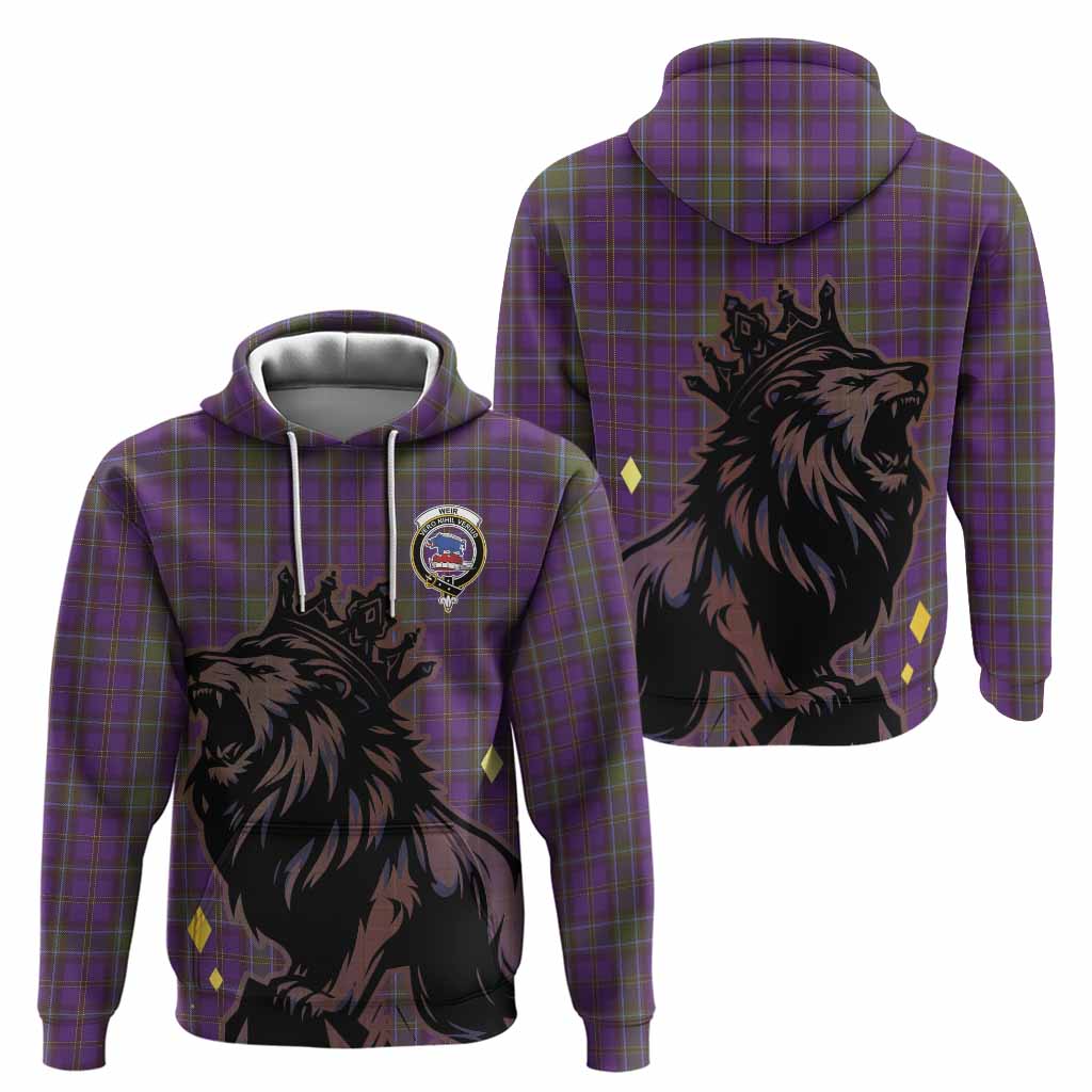 Weir Tartan Family Crest Hoodie Crowned Lion Roaring