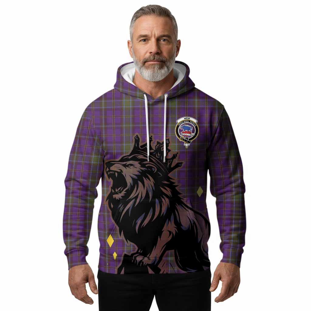 Weir Tartan Family Crest Hoodie Crowned Lion Roaring
