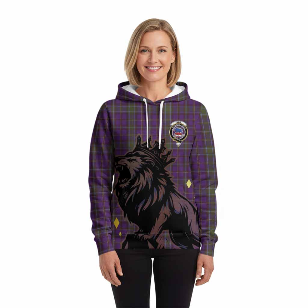 Weir Tartan Family Crest Hoodie Crowned Lion Roaring