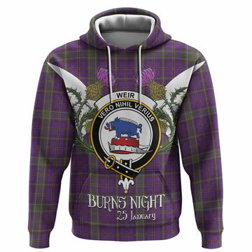 Weir Tartan Family Crest Hoodie Scottish Burns Night Thistle Floral