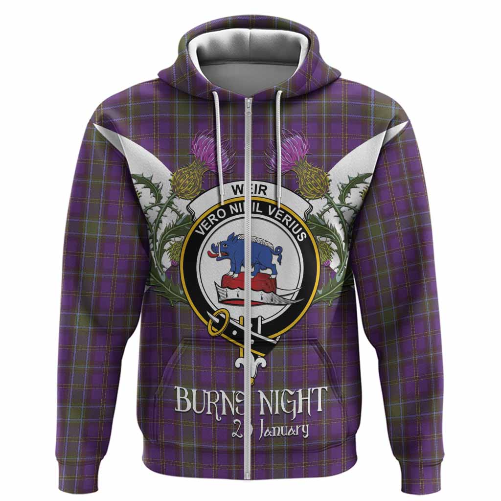 Weir Tartan Family Crest Hoodie Scottish Burns Night Thistle Floral
