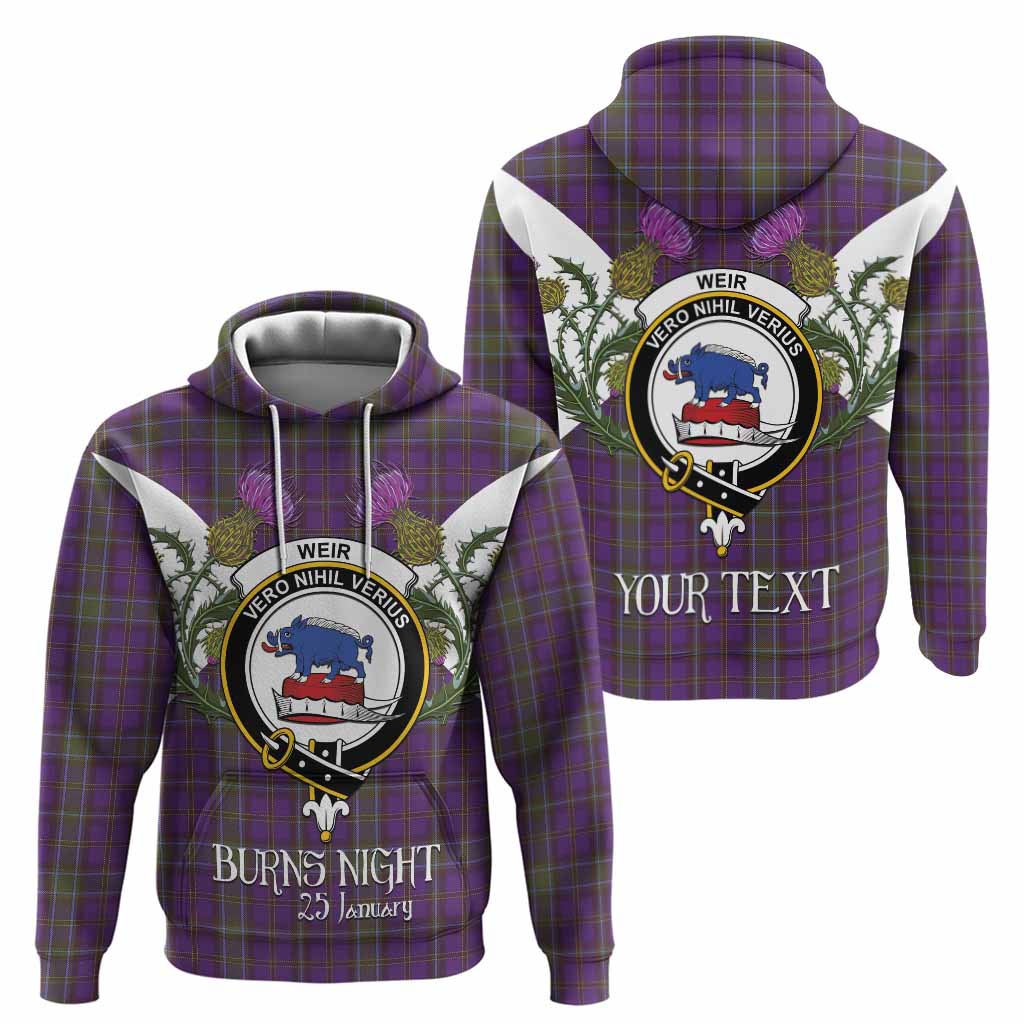 Weir Tartan Family Crest Hoodie Scottish Burns Night Thistle Floral