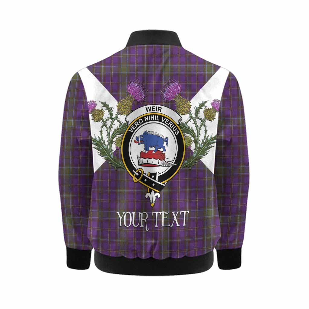 Weir Tartan Family Crest Kid Bomber Jacket Scottish Burns Night Thistle Floral