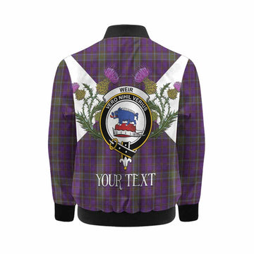 Weir Tartan Family Crest Kid Bomber Jacket Scottish Burns Night Thistle Floral