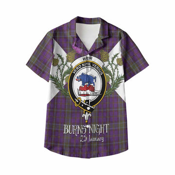 Weir Tartan Family Crest Kid Hawaiian Shirt Scottish Burns Night Thistle Floral