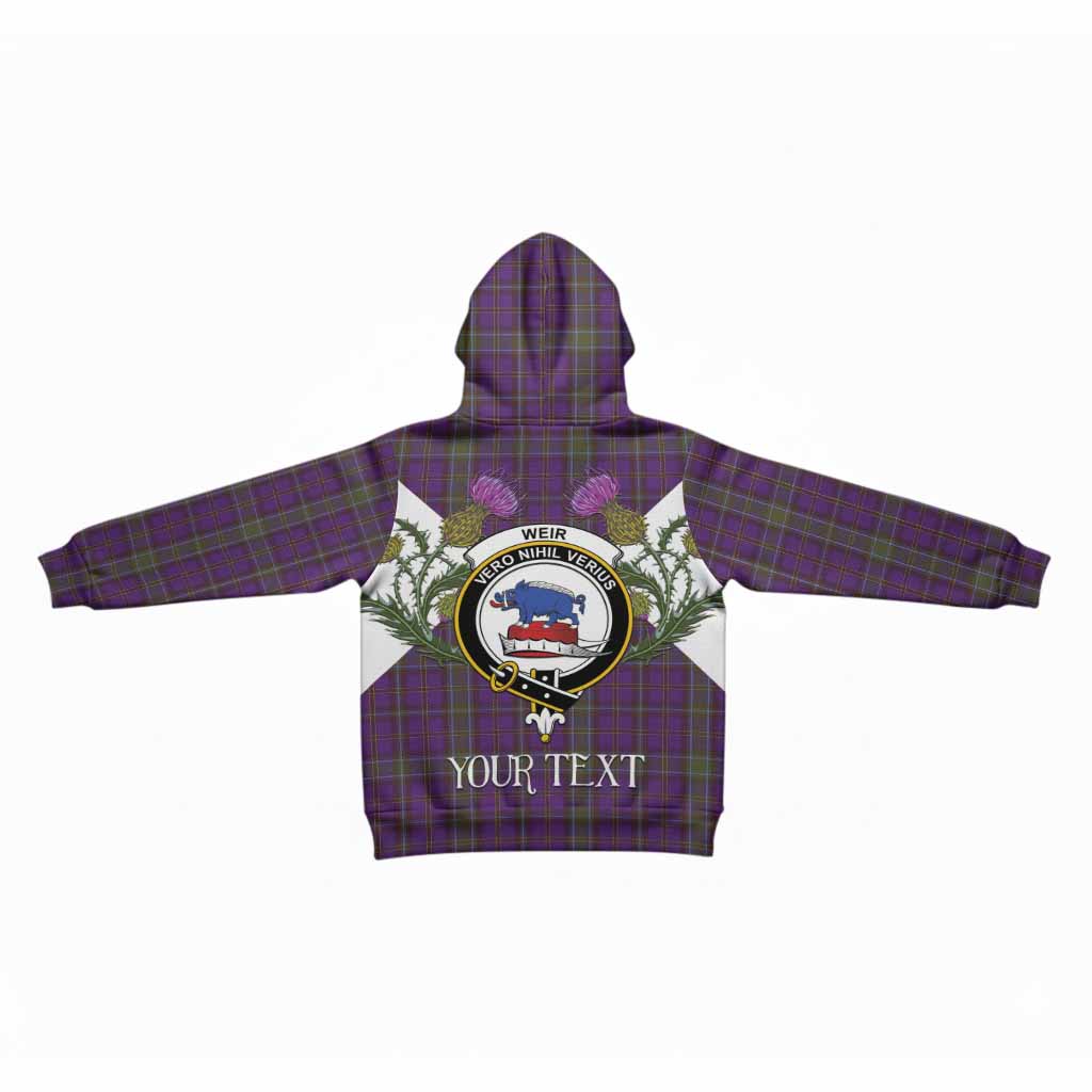 Weir Tartan Family Crest Kid Hoodie Scottish Burns Night Thistle Floral