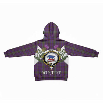Weir Tartan Family Crest Kid Hoodie Scottish Burns Night Thistle Floral
