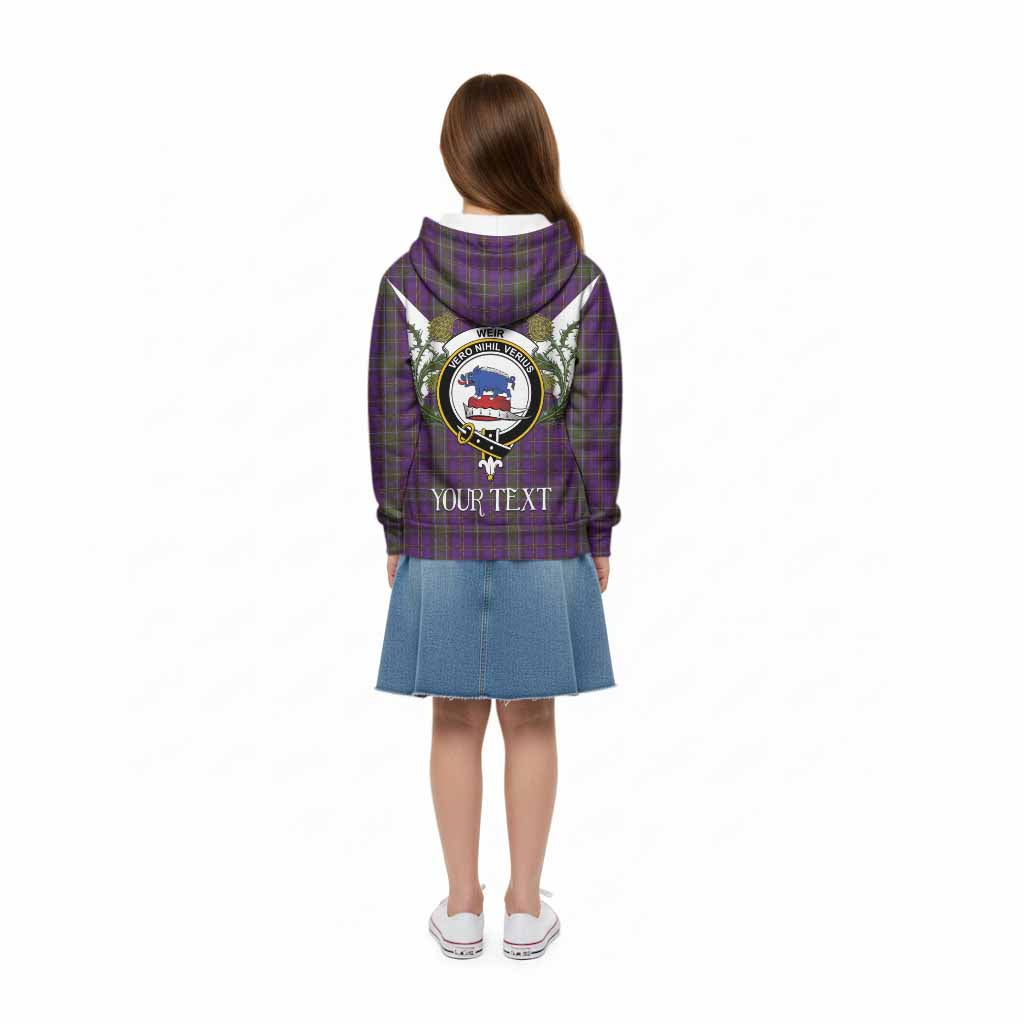 Weir Tartan Family Crest Kid Hoodie Scottish Burns Night Thistle Floral