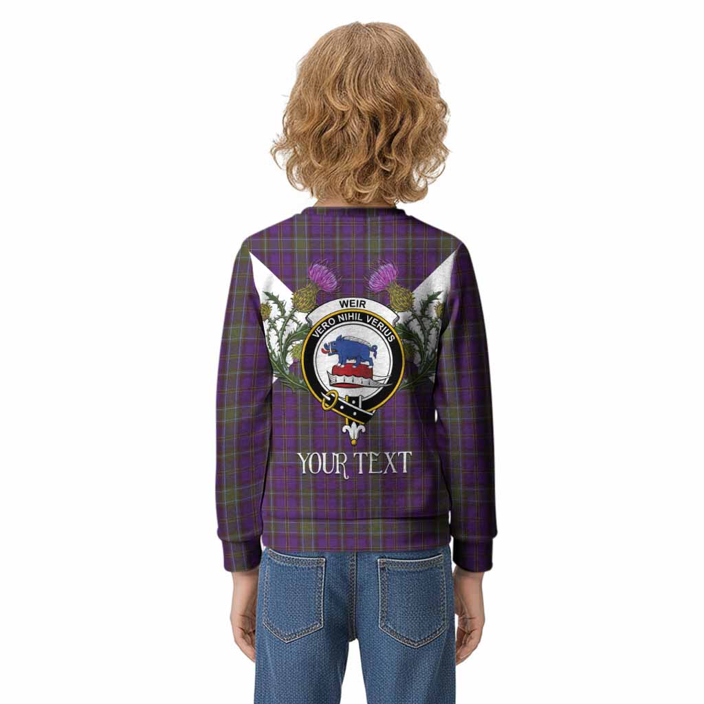 Weir Tartan Family Crest Kid Knitted Sweatshirt Scottish Burns Night Thistle Floral