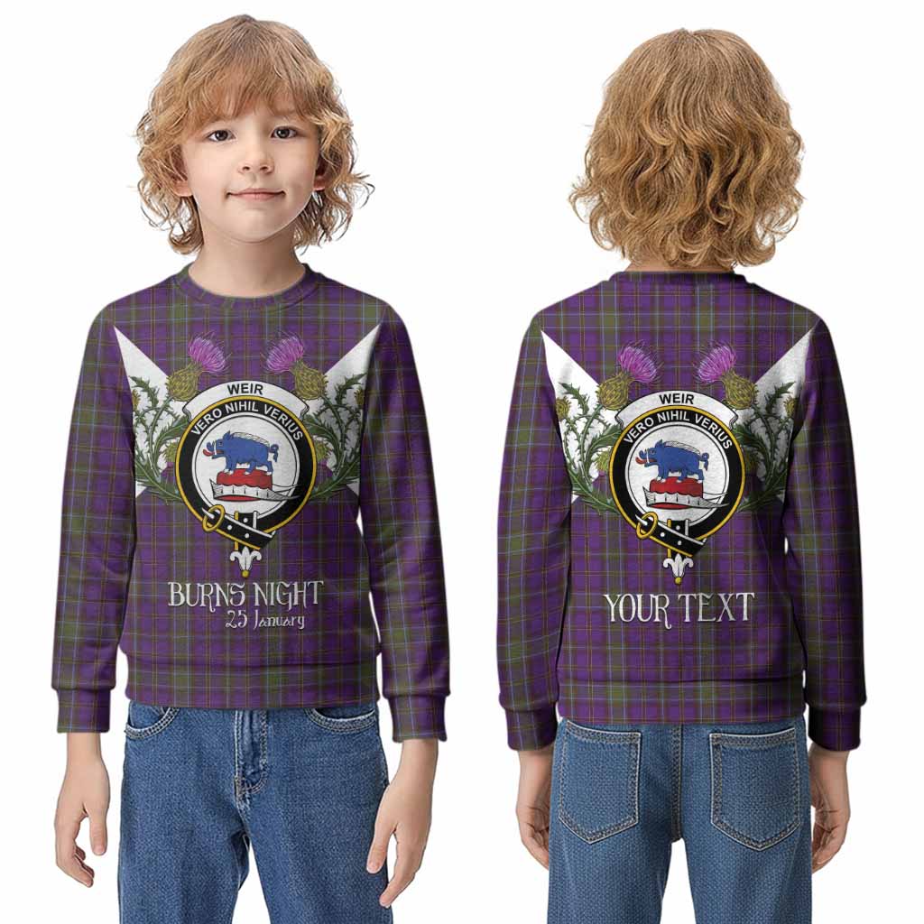 Weir Tartan Family Crest Kid Knitted Sweatshirt Scottish Burns Night Thistle Floral