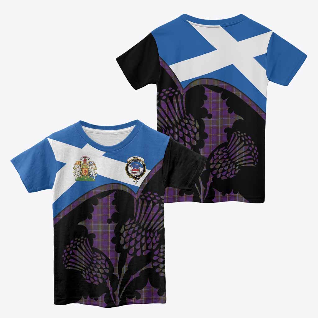 Weir Tartan Family Crest Kid T-shirt Scotland Thistle Floral Flag Style
