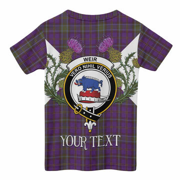 Weir Tartan Family Crest Kid T-shirt Scottish Burns Night Thistle Floral