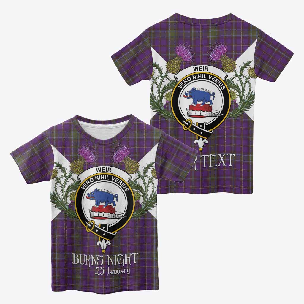 Weir Tartan Family Crest Kid T-shirt Scottish Burns Night Thistle Floral