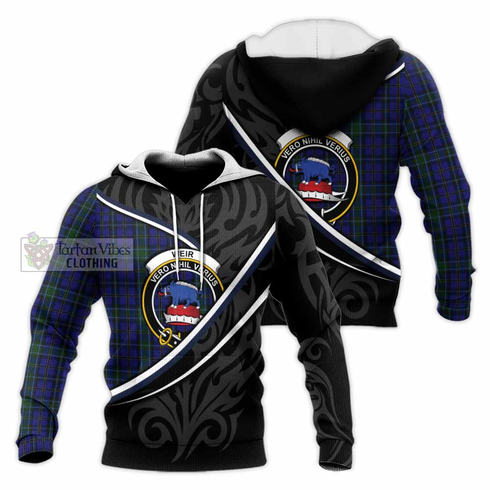 Weir Tartan Family Crest Knitted Hoodie Celtic Scottish Thistle Floral - Tartan Vibes Clothing